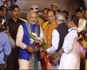 Narendra Modi arrives in Odisha