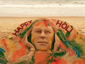 Holi Sand art by Sudarsan Pattnaik
