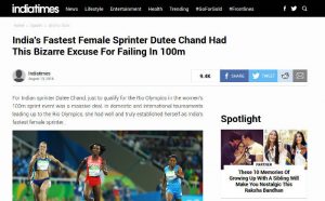 Dutee Chand To Indiatimes: Don’t Misinterpret My Message
