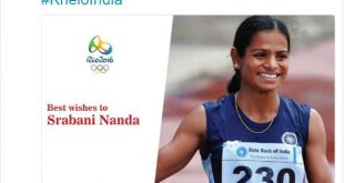 India Sports Minister Wishes Srabani With Dutee's Image!