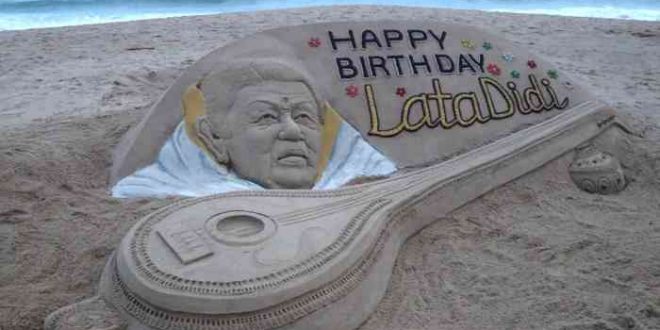 20 feet long sandy Bina on Lata Mangeshkar’s birthday
