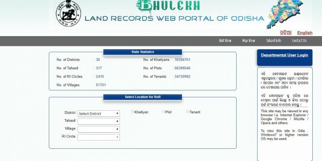 Bhulekh Odisha website helping on land records