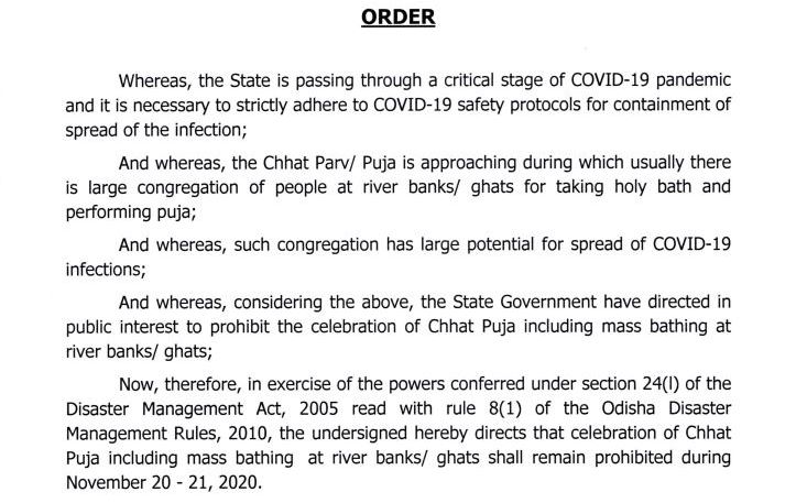 Odisha govt prohibits Chhat Puja