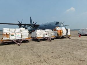 Relief material for Myanmar earthquake victims
