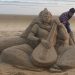 Manas Sahoo creates sand art of Devi Saraswati
